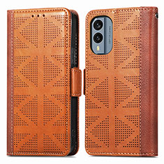 Funda de Cuero Cartera con Soporte Carcasa S03D para Nokia X30 5G Marron