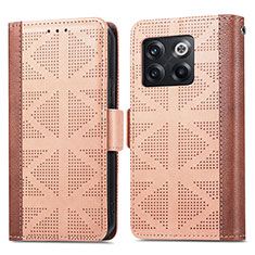 Funda de Cuero Cartera con Soporte Carcasa S03D para OnePlus 10T 5G Marron Claro