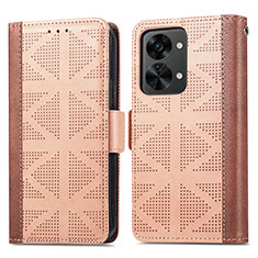 Funda de Cuero Cartera con Soporte Carcasa S03D para OnePlus Nord 2T 5G Marron Claro