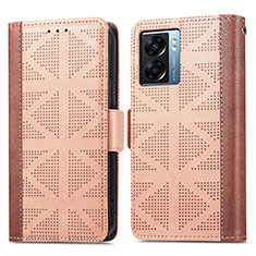 Funda de Cuero Cartera con Soporte Carcasa S03D para Oppo K10 5G India Marron Claro