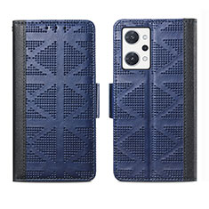 Funda de Cuero Cartera con Soporte Carcasa S03D para Oppo Reno7 A Azul