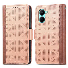 Funda de Cuero Cartera con Soporte Carcasa S03D para Realme C33 (2023) Marron Claro