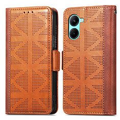 Funda de Cuero Cartera con Soporte Carcasa S03D para Realme C33 Marron