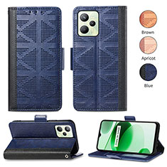 Funda de Cuero Cartera con Soporte Carcasa S03D para Realme C35 Azul