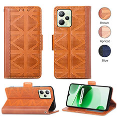 Funda de Cuero Cartera con Soporte Carcasa S03D para Realme C35 Marron