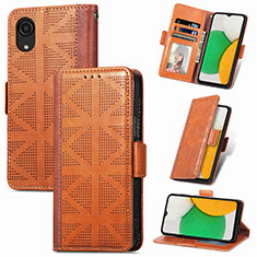 Funda de Cuero Cartera con Soporte Carcasa S03D para Samsung Galaxy A03 Core Marron