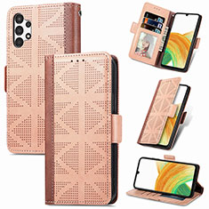 Funda de Cuero Cartera con Soporte Carcasa S03D para Samsung Galaxy A13 4G Marron Claro