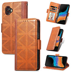 Funda de Cuero Cartera con Soporte Carcasa S03D para Samsung Galaxy XCover 6 Pro 5G Marron