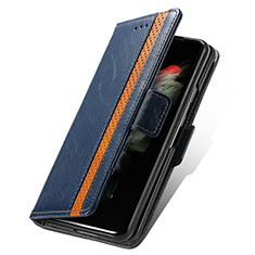 Funda de Cuero Cartera con Soporte Carcasa S03D para Samsung Galaxy Z Fold3 5G Azul