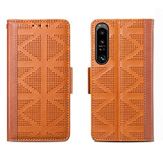 Funda de Cuero Cartera con Soporte Carcasa S03D para Sony Xperia 1 IV Marron