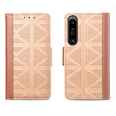 Funda de Cuero Cartera con Soporte Carcasa S03D para Sony Xperia 1 IV Marron Claro