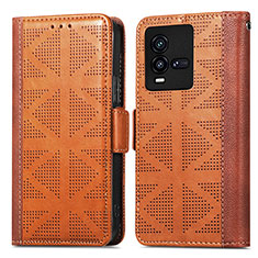 Funda de Cuero Cartera con Soporte Carcasa S03D para Vivo iQOO 9T 5G Marron