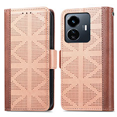 Funda de Cuero Cartera con Soporte Carcasa S03D para Vivo iQOO Z6 Lite 5G Marron Claro