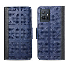 Funda de Cuero Cartera con Soporte Carcasa S03D para Vivo T1 5G India Azul