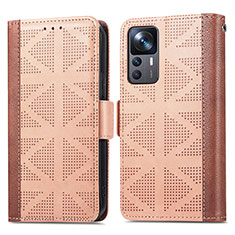 Funda de Cuero Cartera con Soporte Carcasa S03D para Xiaomi Mi 12T 5G Marron Claro