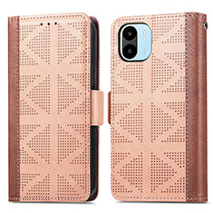 Funda de Cuero Cartera con Soporte Carcasa S03D para Xiaomi Poco C51 Marron Claro