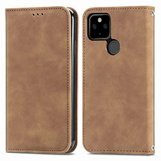 Funda de Cuero Cartera con Soporte Carcasa S04D para Google Pixel 5a 5G Marron