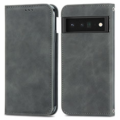 Funda de Cuero Cartera con Soporte Carcasa S04D para Google Pixel 6 5G Gris