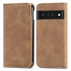 Funda de Cuero Cartera con Soporte Carcasa S04D para Google Pixel 6 5G Marron