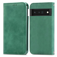 Funda de Cuero Cartera con Soporte Carcasa S04D para Google Pixel 6 Pro 5G Verde