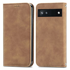 Funda de Cuero Cartera con Soporte Carcasa S04D para Google Pixel 6a 5G Marron