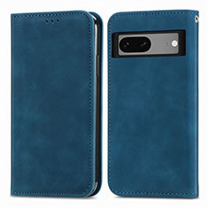 Funda de Cuero Cartera con Soporte Carcasa S04D para Google Pixel 7 5G Azul