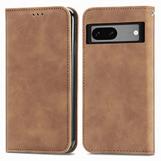 Funda de Cuero Cartera con Soporte Carcasa S04D para Google Pixel 7 5G Marron