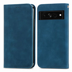 Funda de Cuero Cartera con Soporte Carcasa S04D para Google Pixel 7 Pro 5G Azul