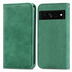 Funda de Cuero Cartera con Soporte Carcasa S04D para Google Pixel 7 Pro 5G Verde