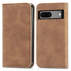 Funda de Cuero Cartera con Soporte Carcasa S04D para Google Pixel 7a 5G Marron