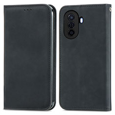 Funda de Cuero Cartera con Soporte Carcasa S04D para Huawei Enjoy 50 Negro