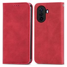 Funda de Cuero Cartera con Soporte Carcasa S04D para Huawei Enjoy 50 Rojo