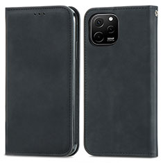 Funda de Cuero Cartera con Soporte Carcasa S04D para Huawei Enjoy 50z Negro