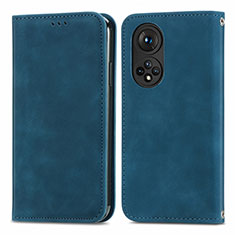 Funda de Cuero Cartera con Soporte Carcasa S04D para Huawei Honor 50 5G Azul