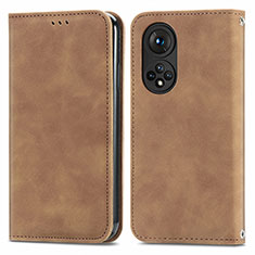 Funda de Cuero Cartera con Soporte Carcasa S04D para Huawei Honor 50 5G Marron