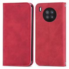 Funda de Cuero Cartera con Soporte Carcasa S04D para Huawei Honor 50 Lite Rojo