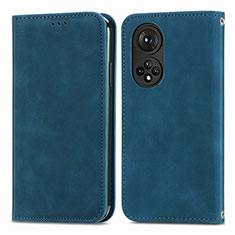 Funda de Cuero Cartera con Soporte Carcasa S04D para Huawei Honor 50 Pro 5G Azul