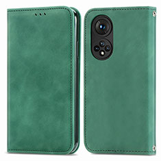 Funda de Cuero Cartera con Soporte Carcasa S04D para Huawei Honor 50 Pro 5G Verde