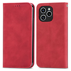 Funda de Cuero Cartera con Soporte Carcasa S04D para Huawei Honor 60 SE 5G Rojo