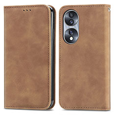 Funda de Cuero Cartera con Soporte Carcasa S04D para Huawei Honor 70 5G Marron