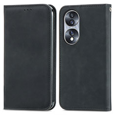 Funda de Cuero Cartera con Soporte Carcasa S04D para Huawei Honor 70 5G Negro