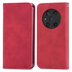 Funda de Cuero Cartera con Soporte Carcasa S04D para Huawei Honor Magic3 5G Rojo