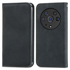 Funda de Cuero Cartera con Soporte Carcasa S04D para Huawei Honor Magic3 Pro 5G Negro