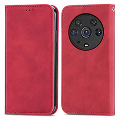 Funda de Cuero Cartera con Soporte Carcasa S04D para Huawei Honor Magic3 Pro 5G Rojo