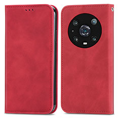 Funda de Cuero Cartera con Soporte Carcasa S04D para Huawei Honor Magic4 Pro 5G Rojo