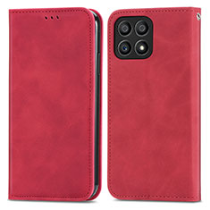 Funda de Cuero Cartera con Soporte Carcasa S04D para Huawei Honor X30i Rojo