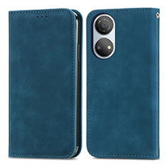 Funda de Cuero Cartera con Soporte Carcasa S04D para Huawei Honor X7 Azul