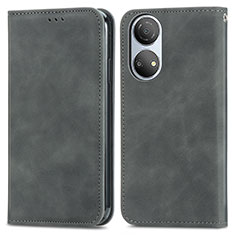 Funda de Cuero Cartera con Soporte Carcasa S04D para Huawei Honor X7 Gris