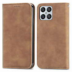 Funda de Cuero Cartera con Soporte Carcasa S04D para Huawei Honor X8 4G Marron