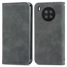 Funda de Cuero Cartera con Soporte Carcasa S04D para Huawei Nova 8i Gris